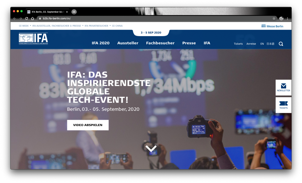 IFA 2020 Digital Messe Konferenz