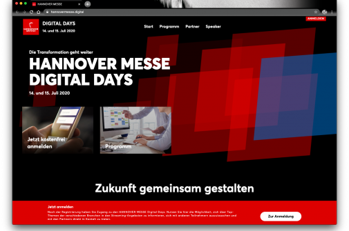 Live Video event Digital konferenz Hannover messe Bildschirmfoto