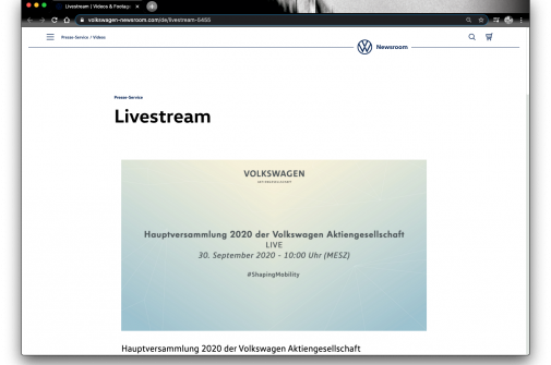 Volkswagen Hauptversammlung Live-Stream  